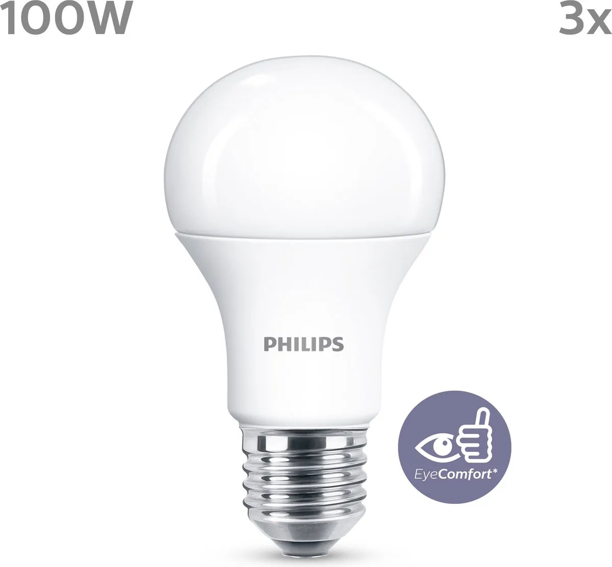 Philips LED Lamp E27 13W Warmwit - 3 Stuks