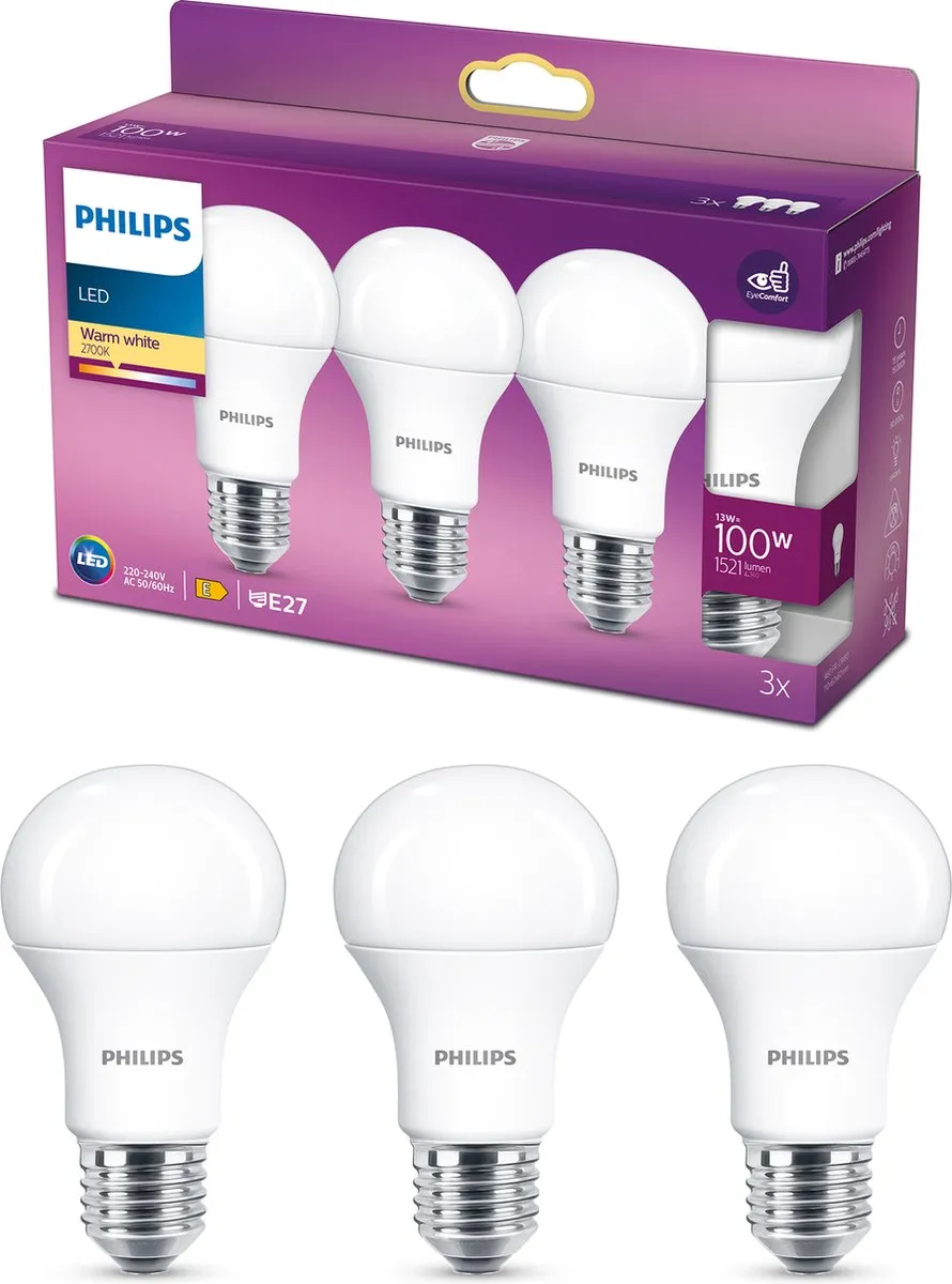 Philips LED Lamp E27 13W Warmwit