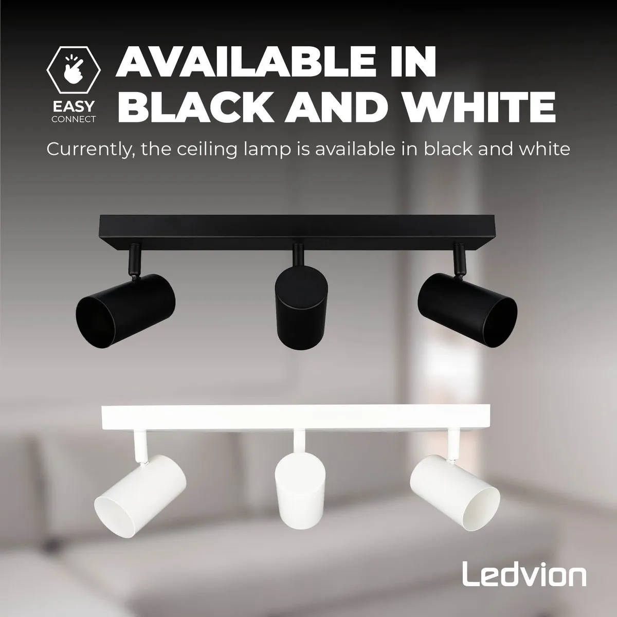 Ledvion LED Plafondspot Dimbaar GU10 3-lichts - Zwart