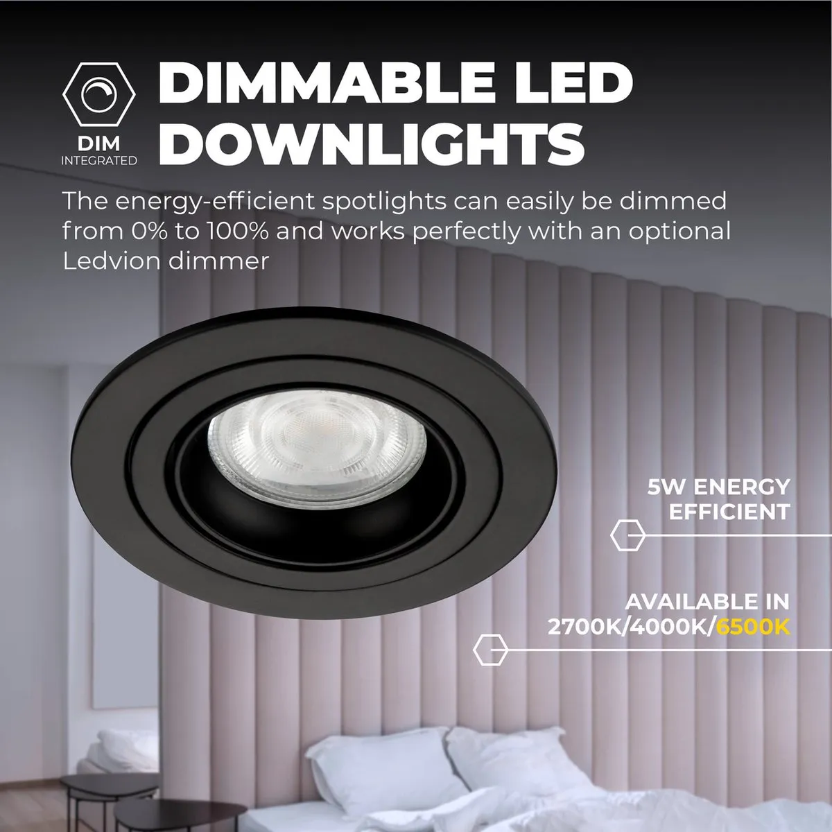 Ledvion LED Inbouwspot Tokyo 3W - Zwart