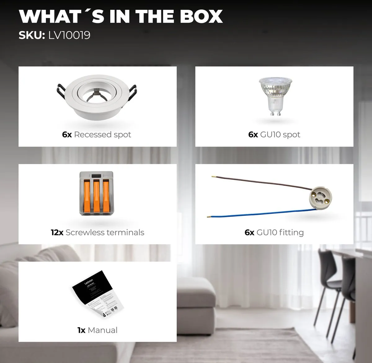 LEDVION 6X Tokyo Inbouwspot - 6 Stuks - 3W - 2700K - Wit
