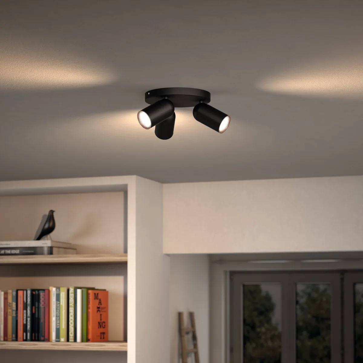 Philips Pongee Opbouwspot 3x GU10 Warmwit - Zwart