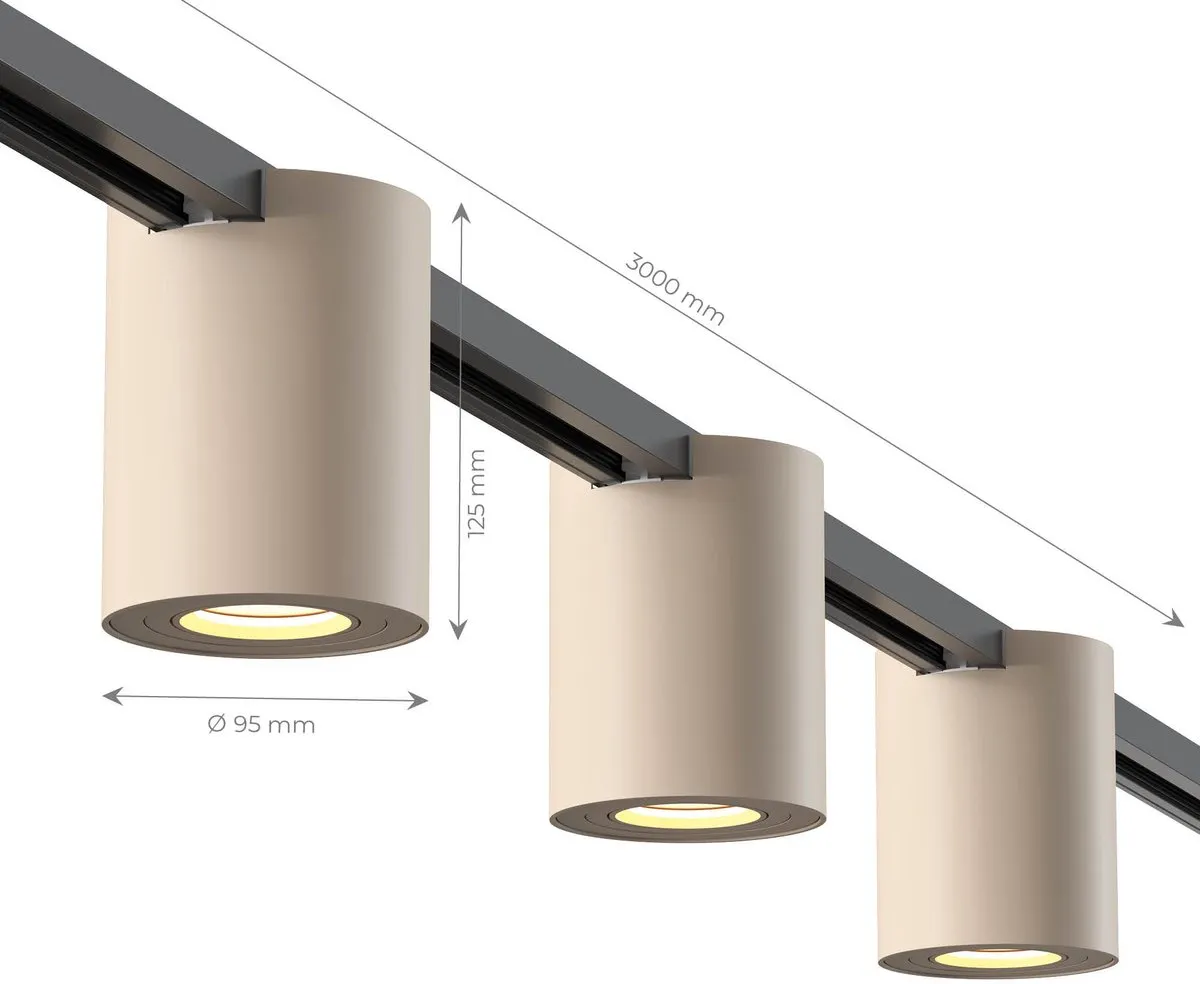 Ledvion 3m Railverlichting Set - 5x GU10 Kantelbaar - Zwart/Beige