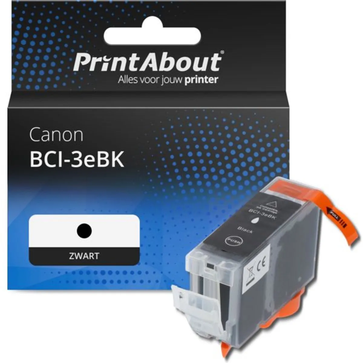 PrintAbout Inktcartridge BCI-3eBK Zwart - Canon