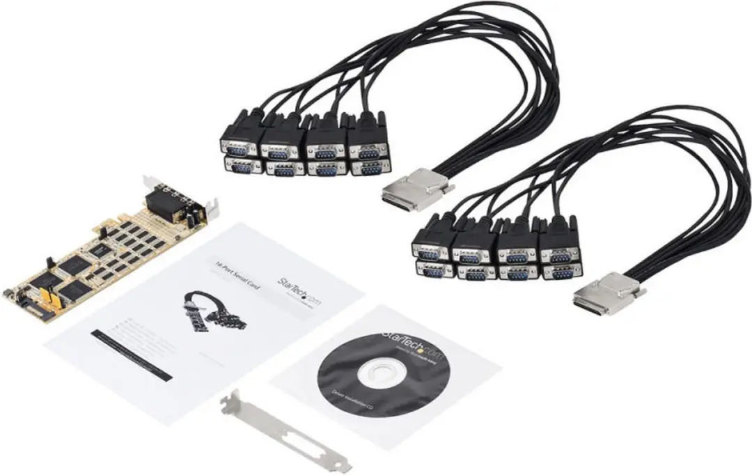Startech PEX16S550LP PCI Express Seriële Kaart 16-Poorts RS232 - Geel