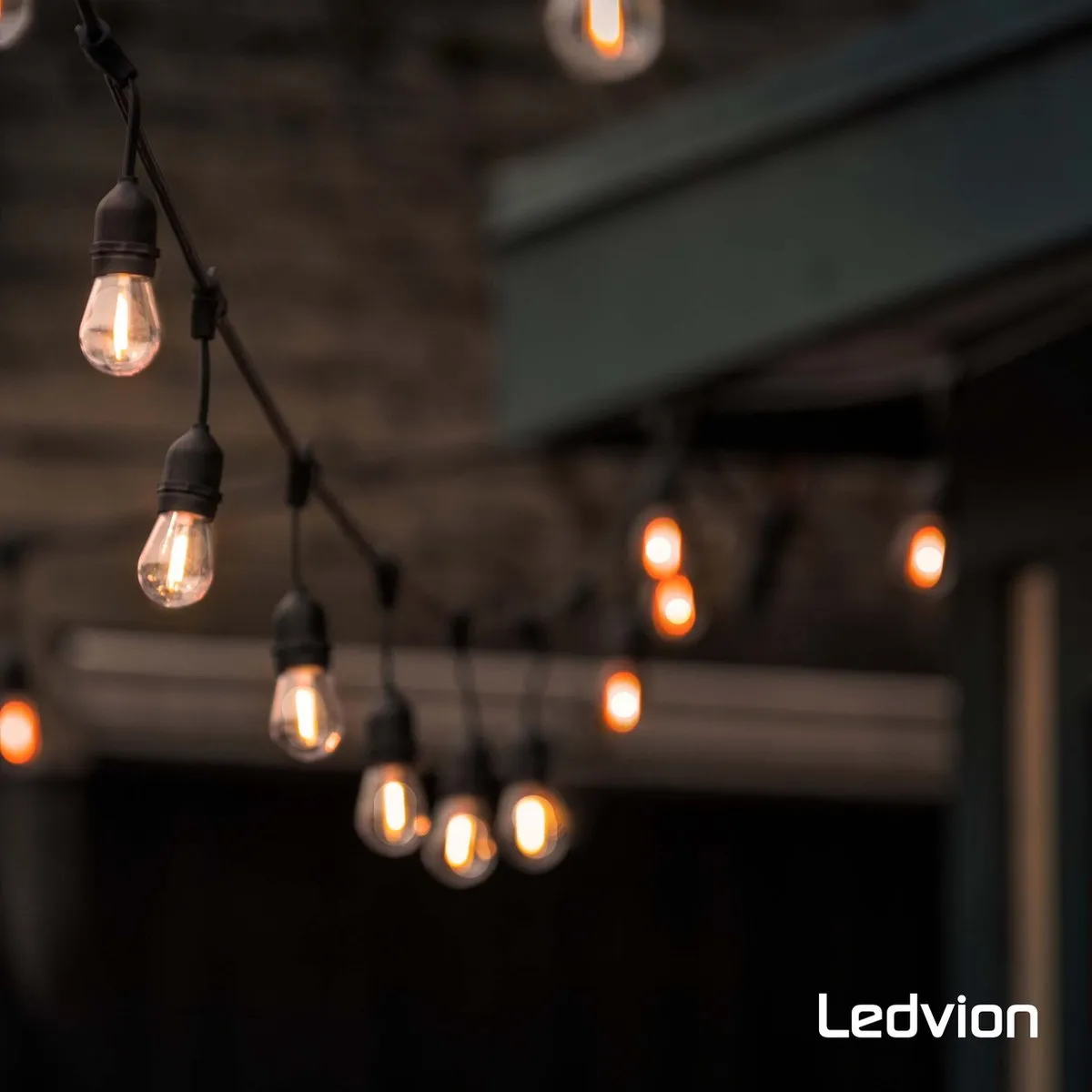 LEDVION Lichtsnoer 10m E27 RGBIC - 9 Lichtpunten - Zwart