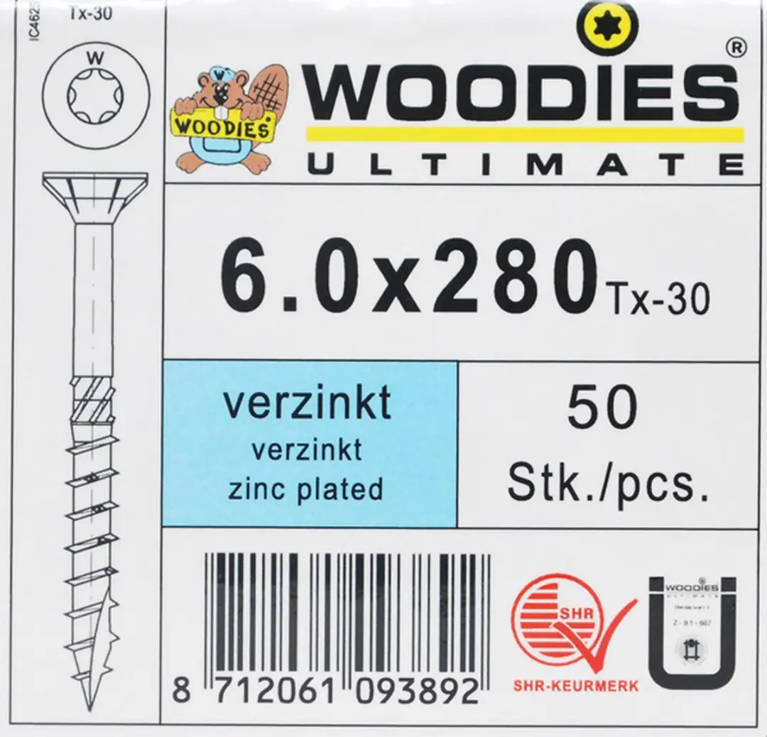 Woodies Ultimate Torx Verzinkt Platverzonkenkopschroef 6x280 - 50 Stuks - afbeelding 6 van 6