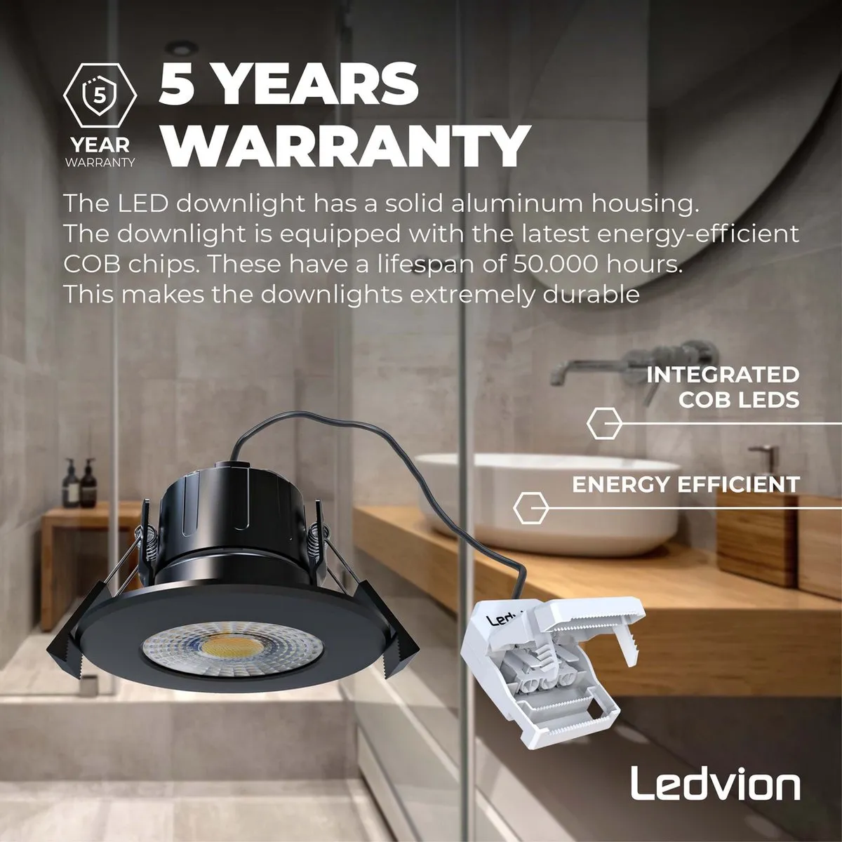 Ledvion 3X Inbouwspot Dimbaar 5W 2700K - Ø84mm Zwart