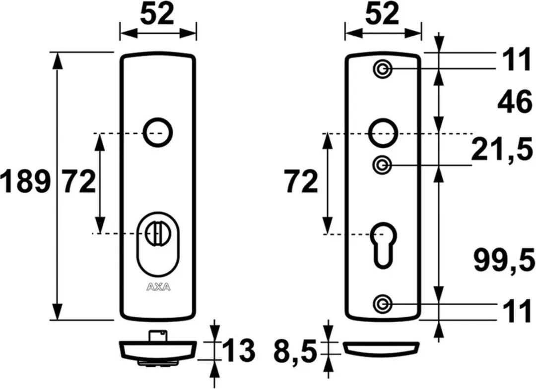 AXA 6675 Veiligheidsschild Curve Plus PC72 - Binnendeur - Aluminium - afbeelding 5 van 6
