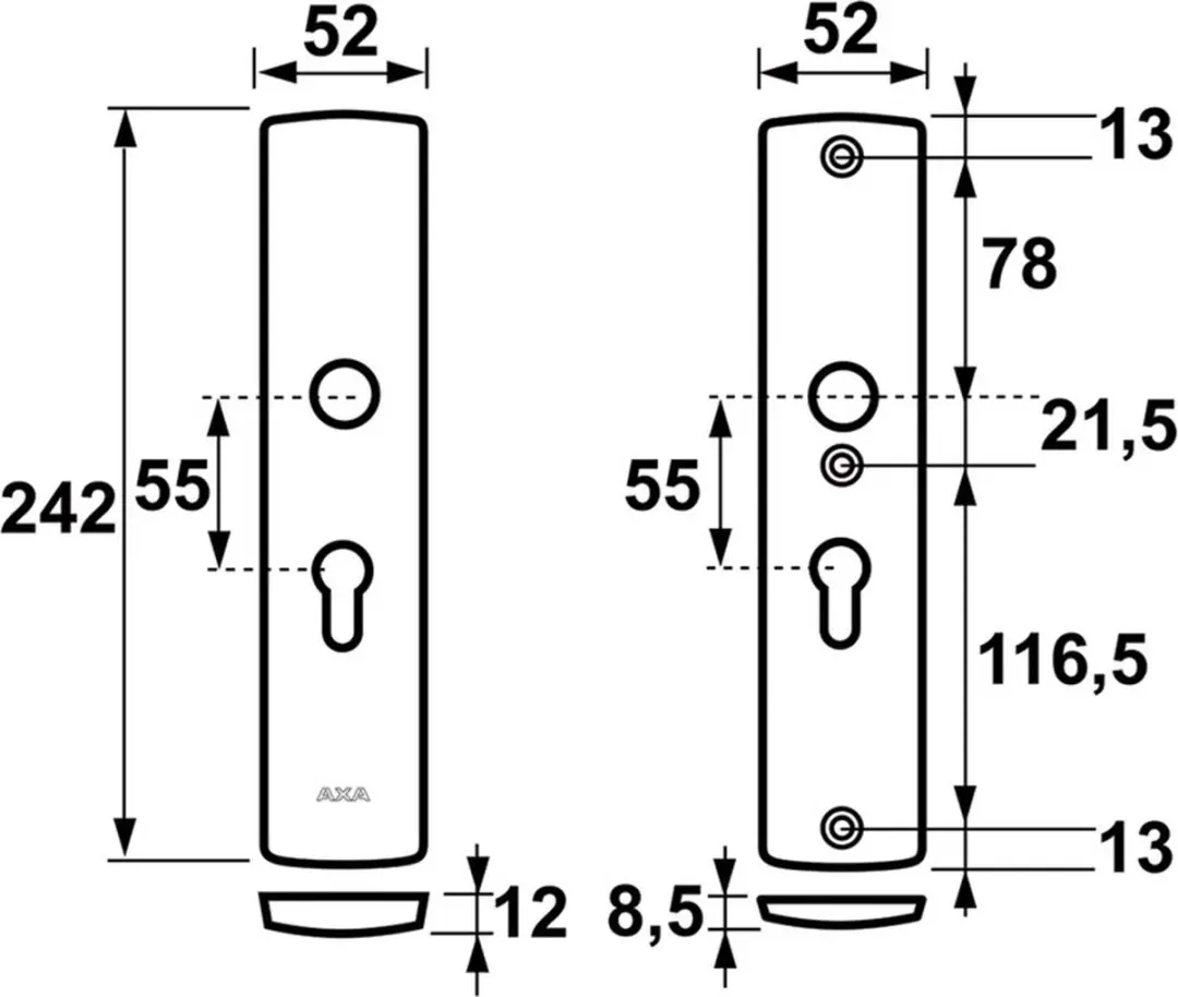AXA 6660 Veiligheidsschild Curve PC55 - Buitendeur - Aluminium - afbeelding 3 van 6