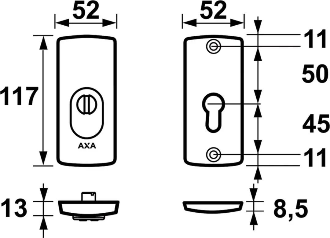 AXA 6685 Veiligheidsrozet Curve Plus Buitendeur - Aluminium - afbeelding 3 van 6