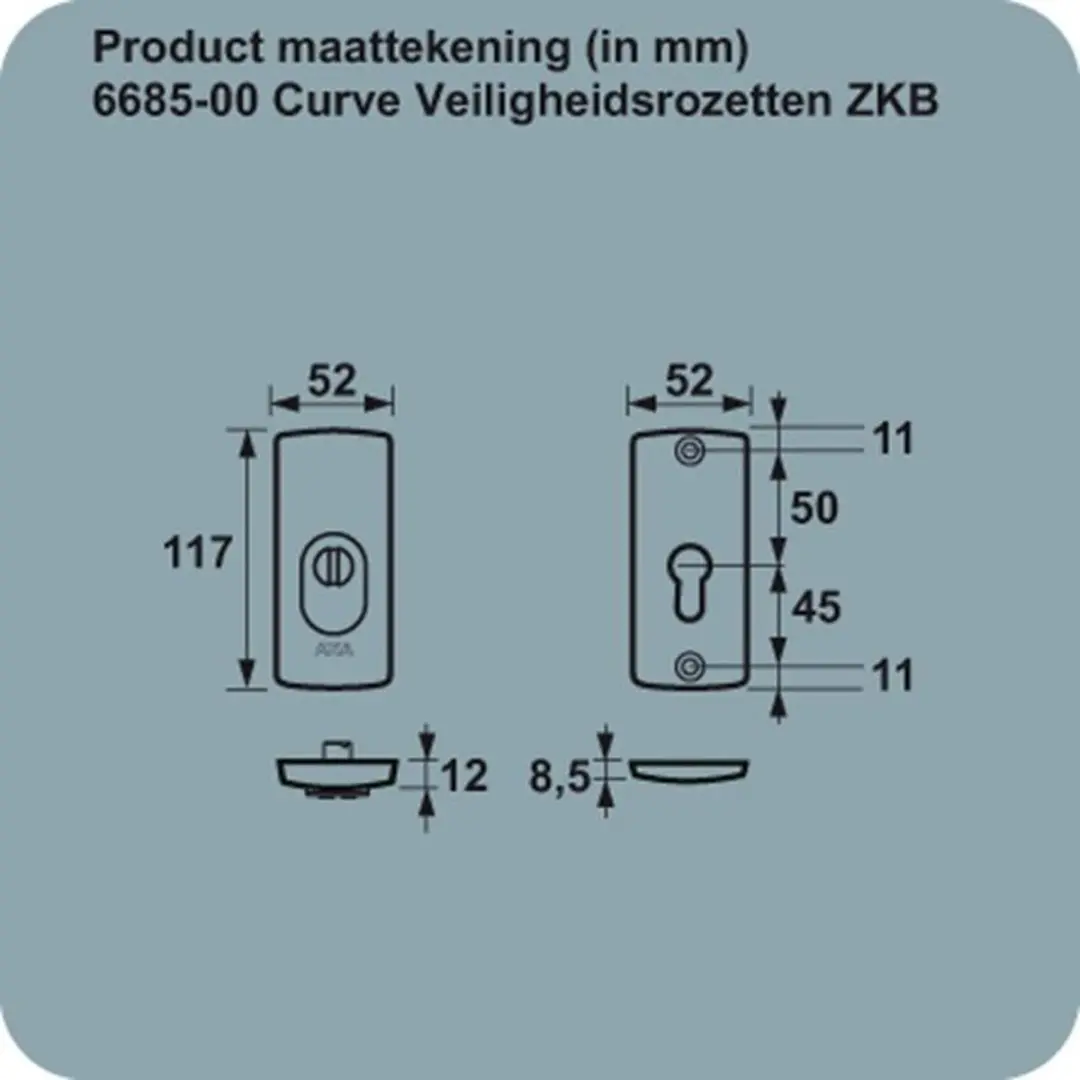 AXA 6685 Veiligheidsrozet Curve Plus Buitendeur - Aluminium - afbeelding 6 van 6