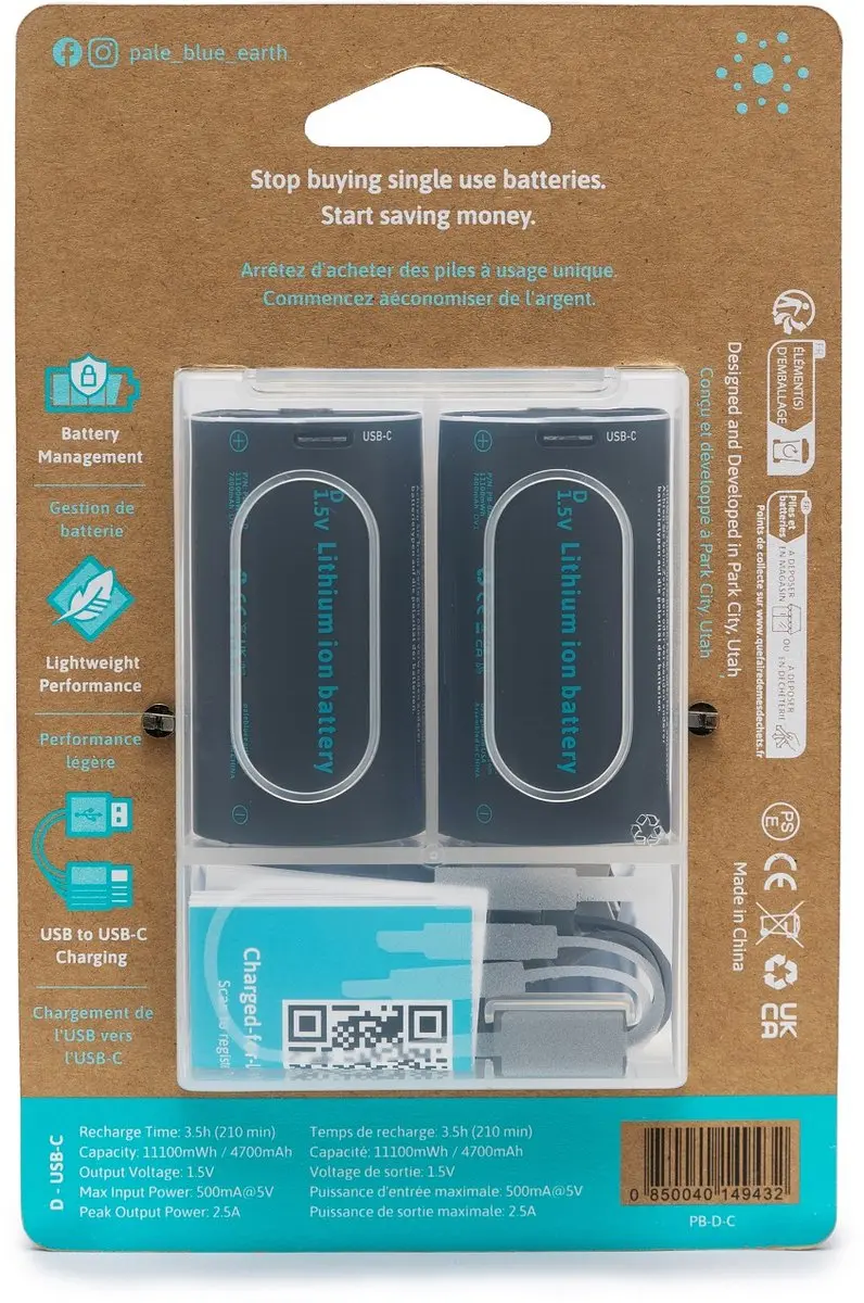 Paleblue D Oplaadbare Lithium Batterij 7400mAh - 2 Stuks