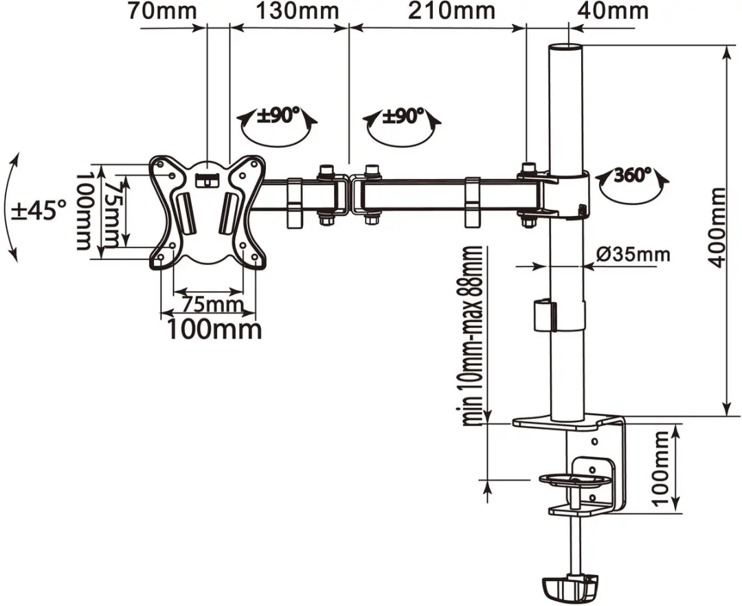 Equip 650151 Desk Pole Clamp - 27" - Zwart - afbeelding 6 van 6
