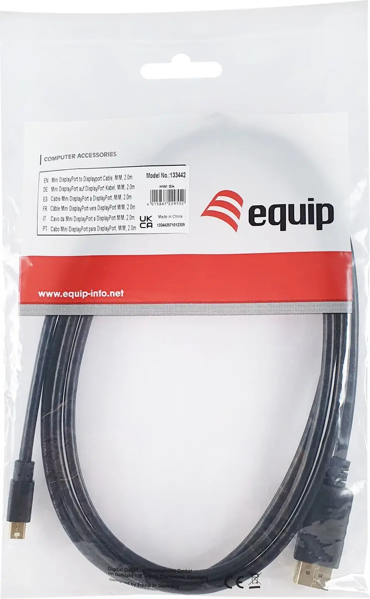 Equip 133442 DisplayPort Kabel 2m - Mini DisplayPort - Zwart