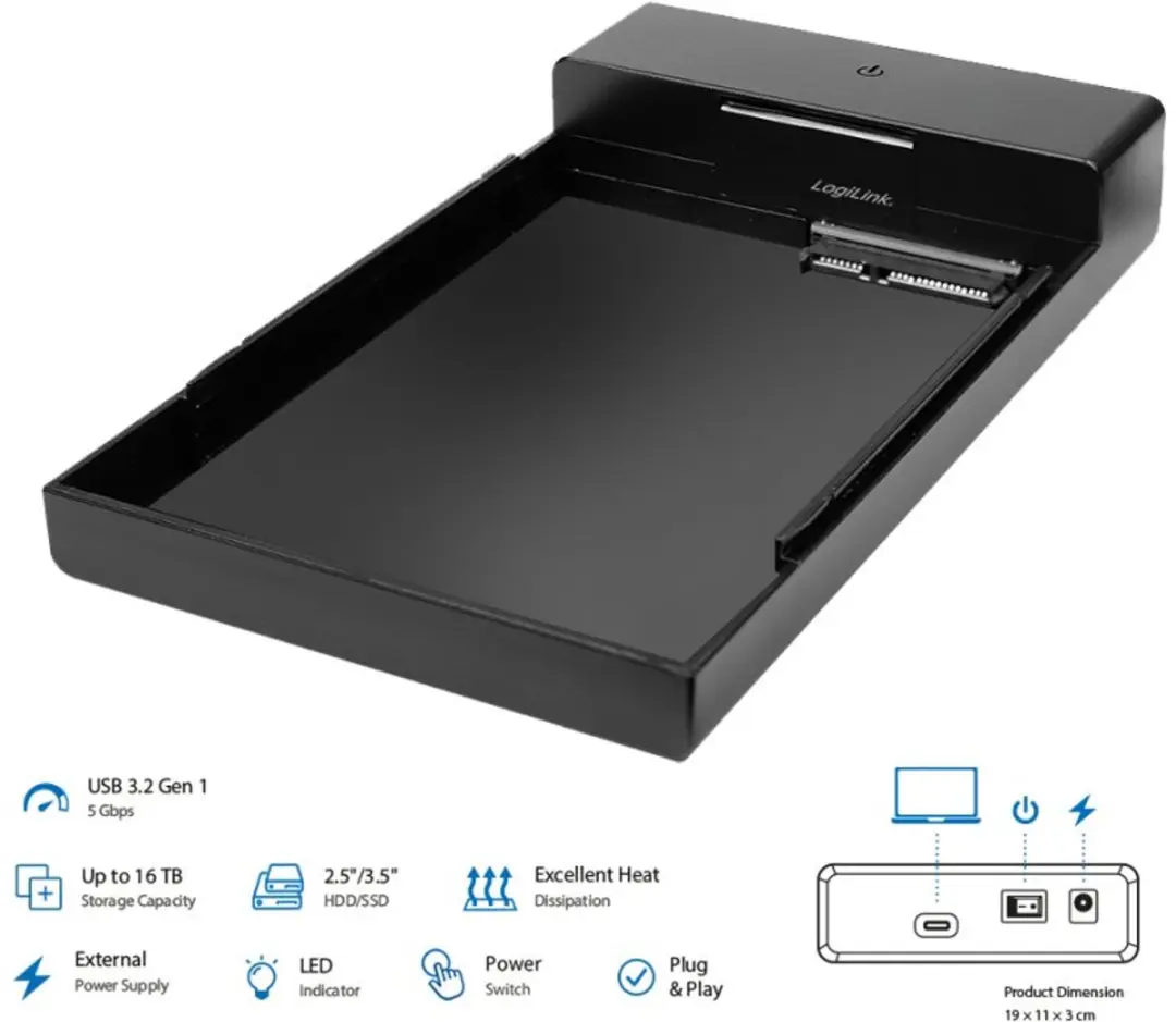 Logilink USB-C 3.2 Harde Schijfbehuizing 16TB