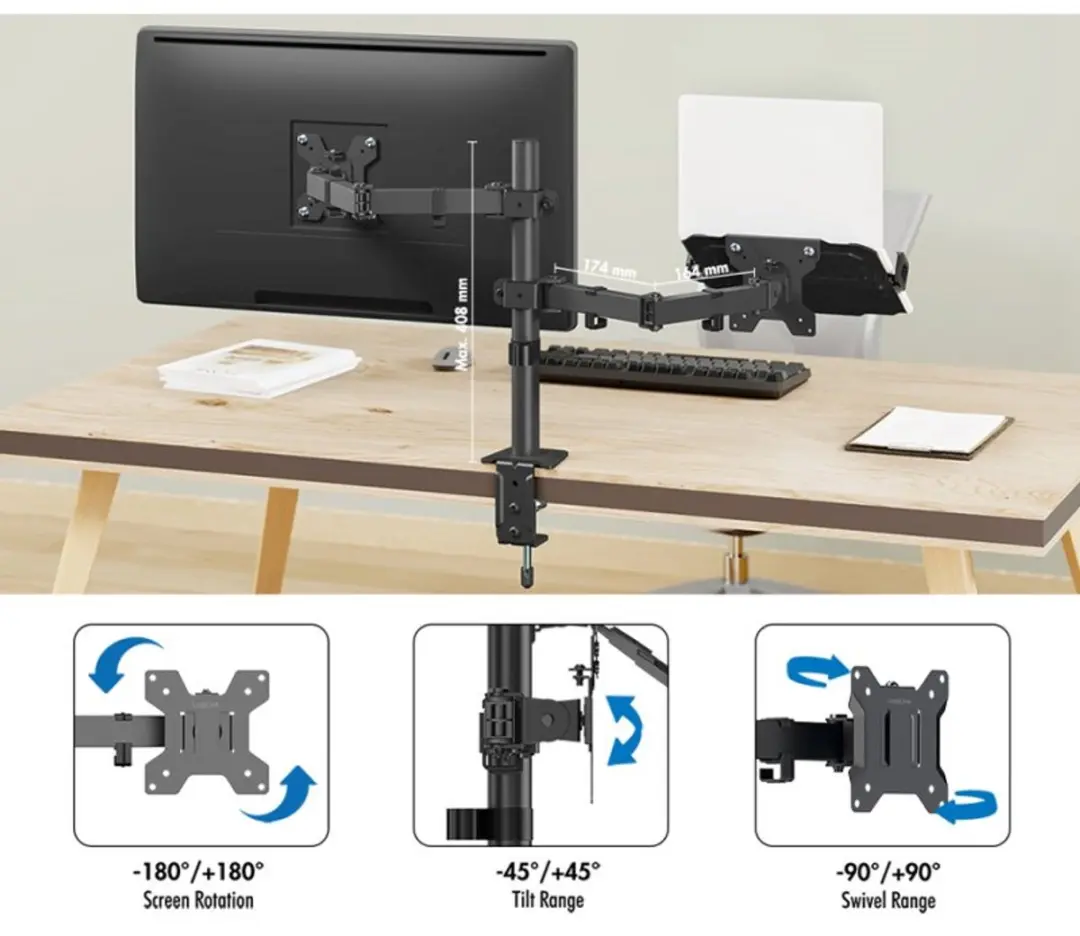 Logilink Monitorarm met Notebookhouder 17-32"