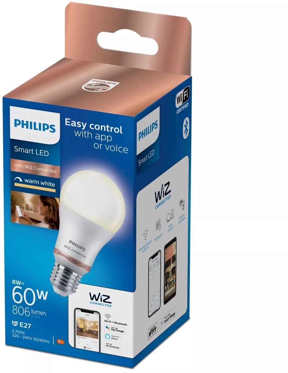 Philips Smart LED E27 8W 806lm Warm Wit Mat - afbeelding 6 van 6