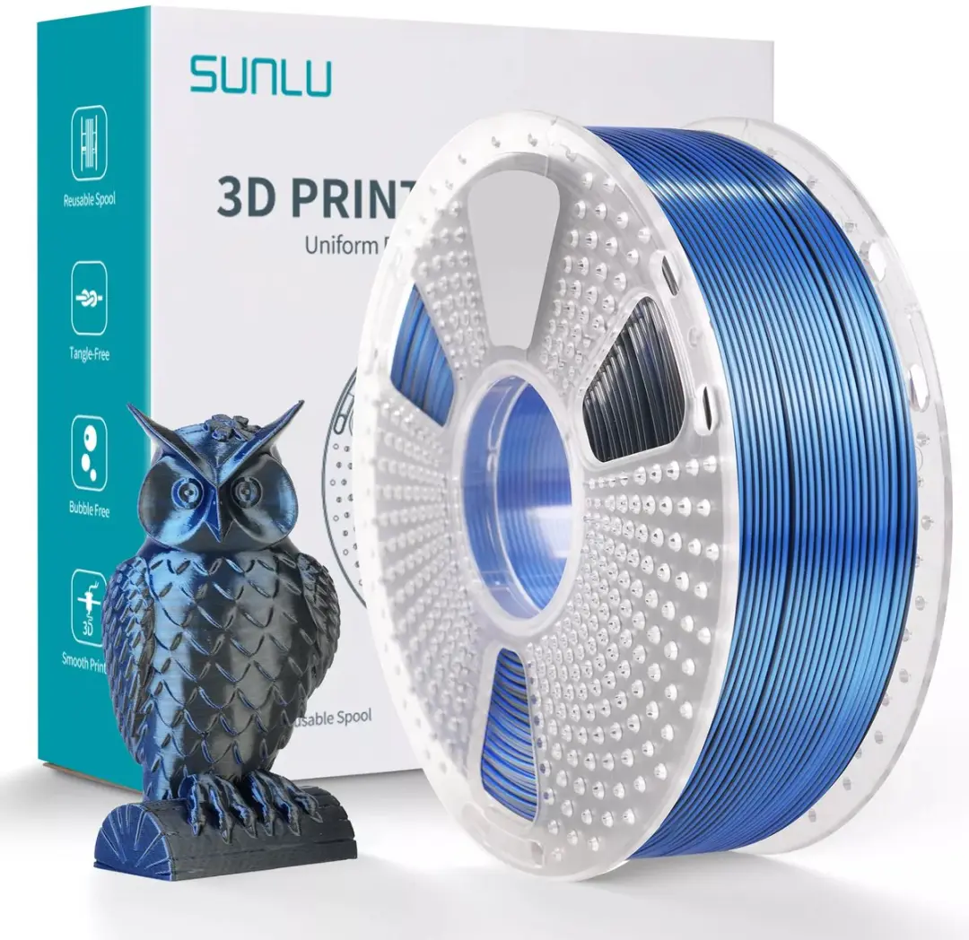 SUNLU Silk PLA+ Dual Color Zwart blauw zijdeglans / Black blue 1kg