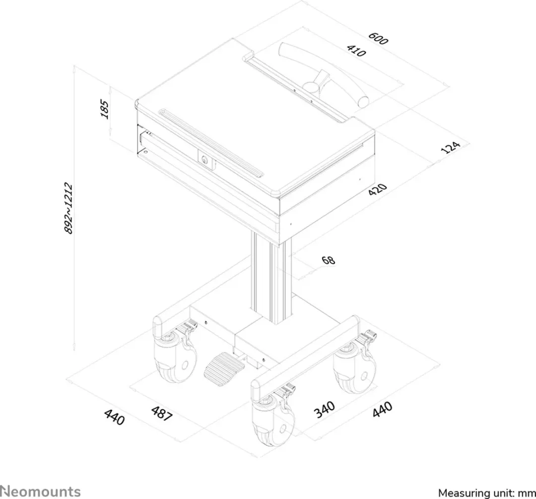 Neomounts MED-M100 Medisch Werkstation 17" - Grijs - afbeelding 5 van 6
