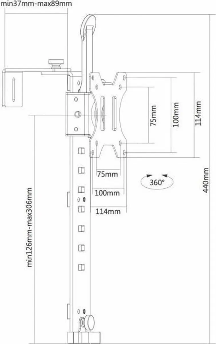 Neomounts FPMA-CH100BLACK Monitorarm 10-30" - Scheidingswand - 8kg - Zwart - afbeelding 6 van 6