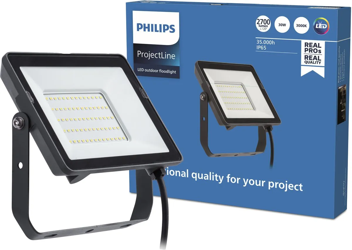 Philips ProjectLine Schijnwerper 30W Warmwit - Zwart