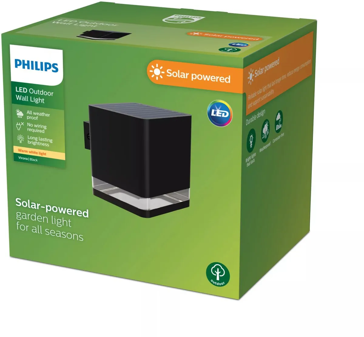 Philips Virona Zonne Wandlamp Warm Wit 1.8W - Zwart