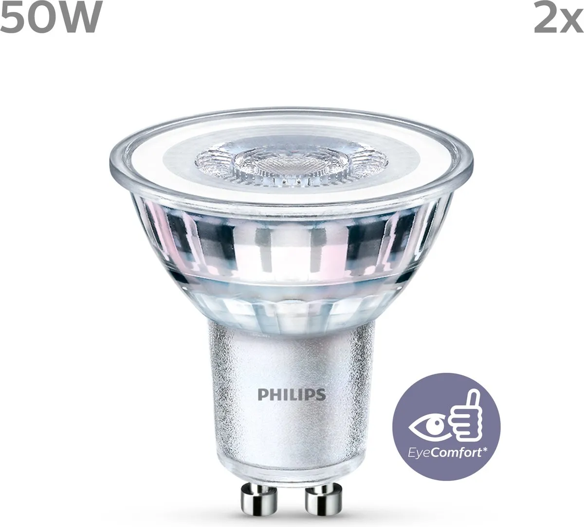 Philips LED Spot GU10 4.6W Warmwit - 2 Stuks