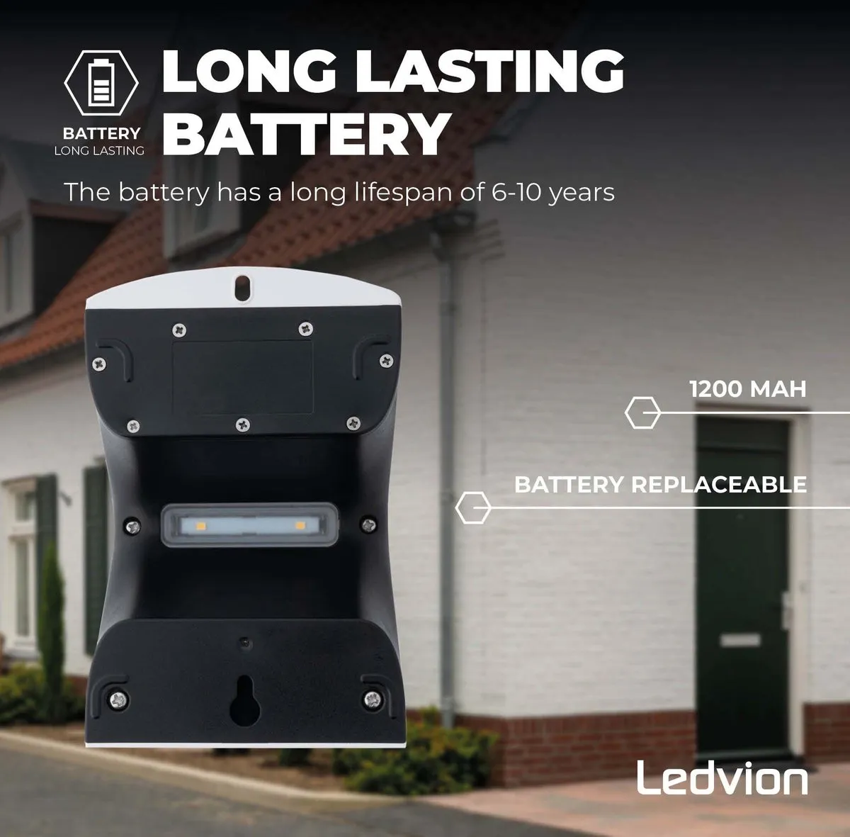 LEDVION Solar LED Wandlamp 1.5W 3000K IP65 - Wit