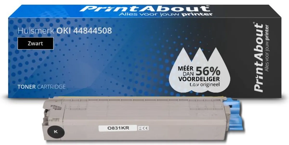 PrintAbout Huismerk OKI 44844508 Toner Zwart - 11.000 pagina's