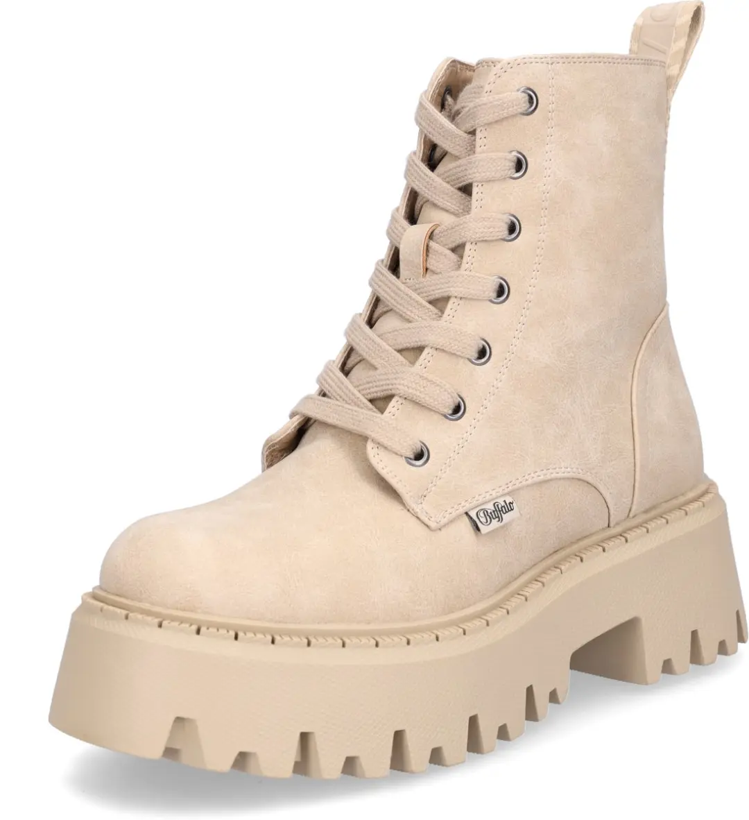 Buffalo dameslaarzen met veters Aspen Lace Up Mid beige