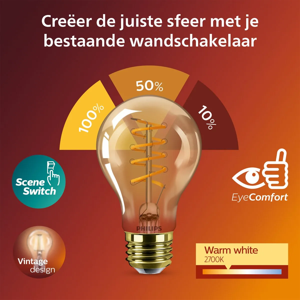 Philips Deco LED SceneSwitch E27 7W - Warm wit - Amber
