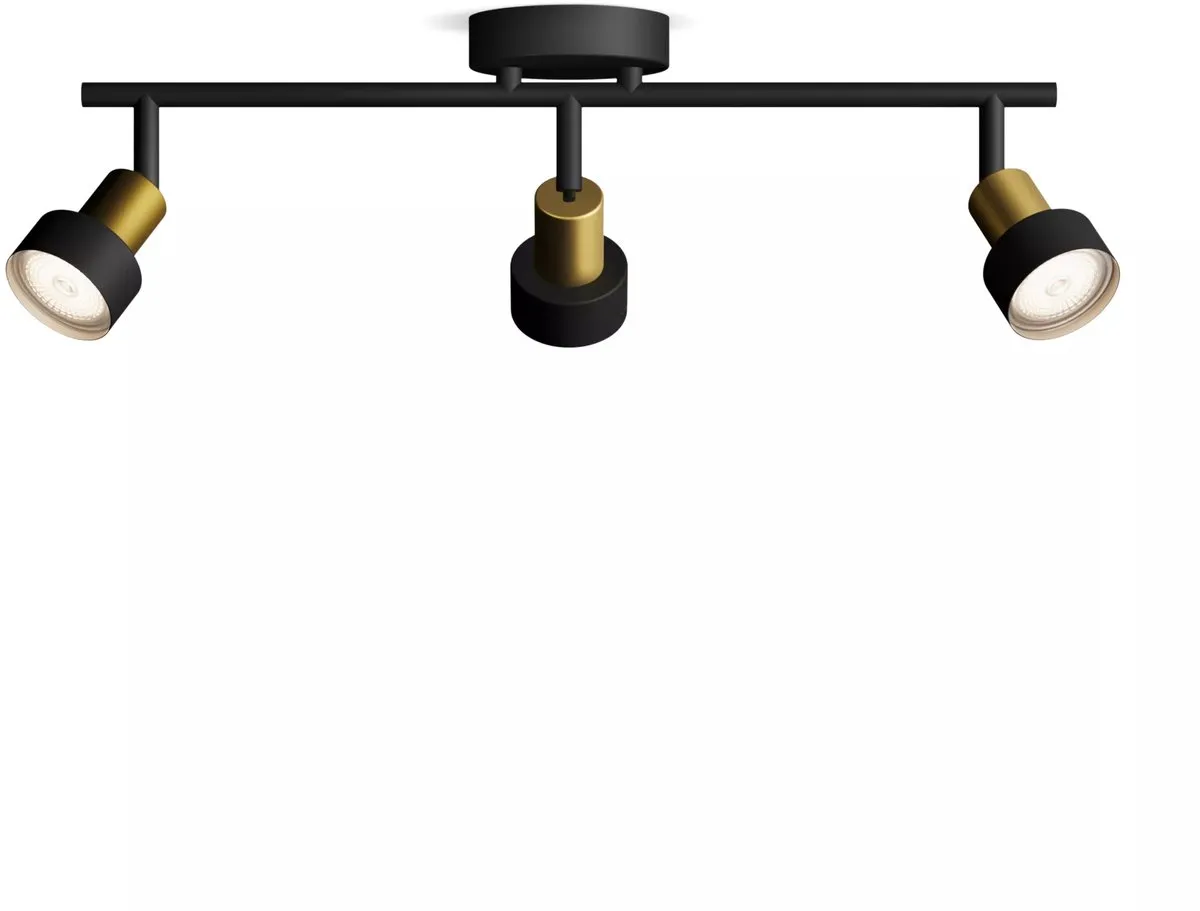 Philips Conduit Spot Plafondspot 3x5W - Zwart/messing