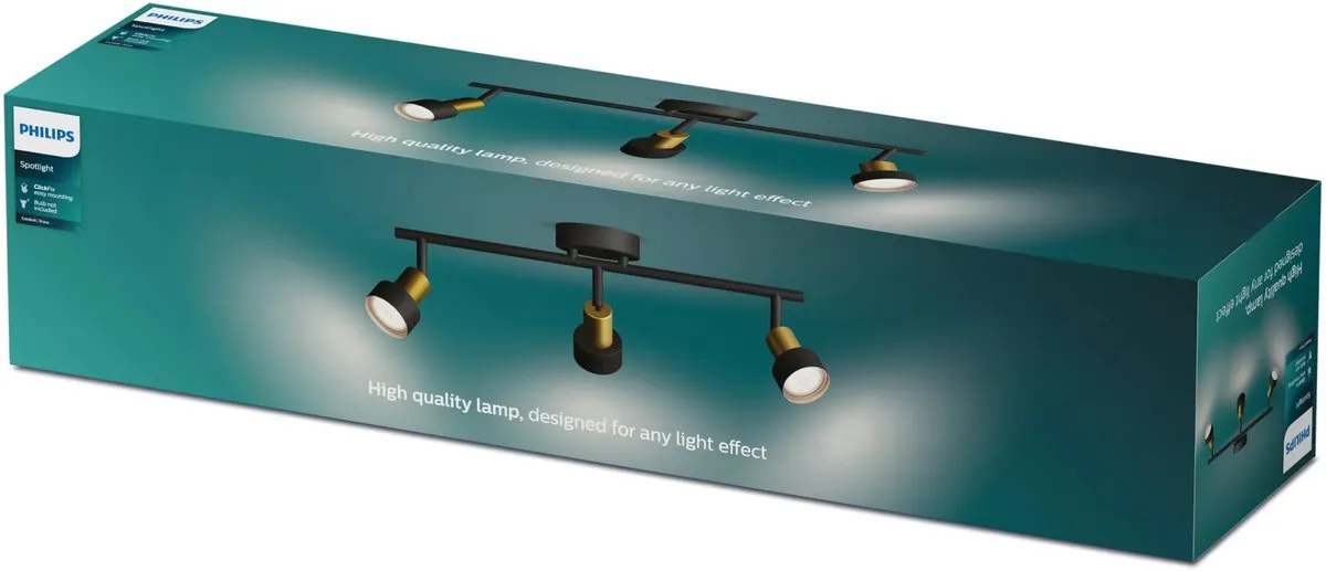 Philips Conduit Spot Plafondspot 3x5W - Zwart/messing