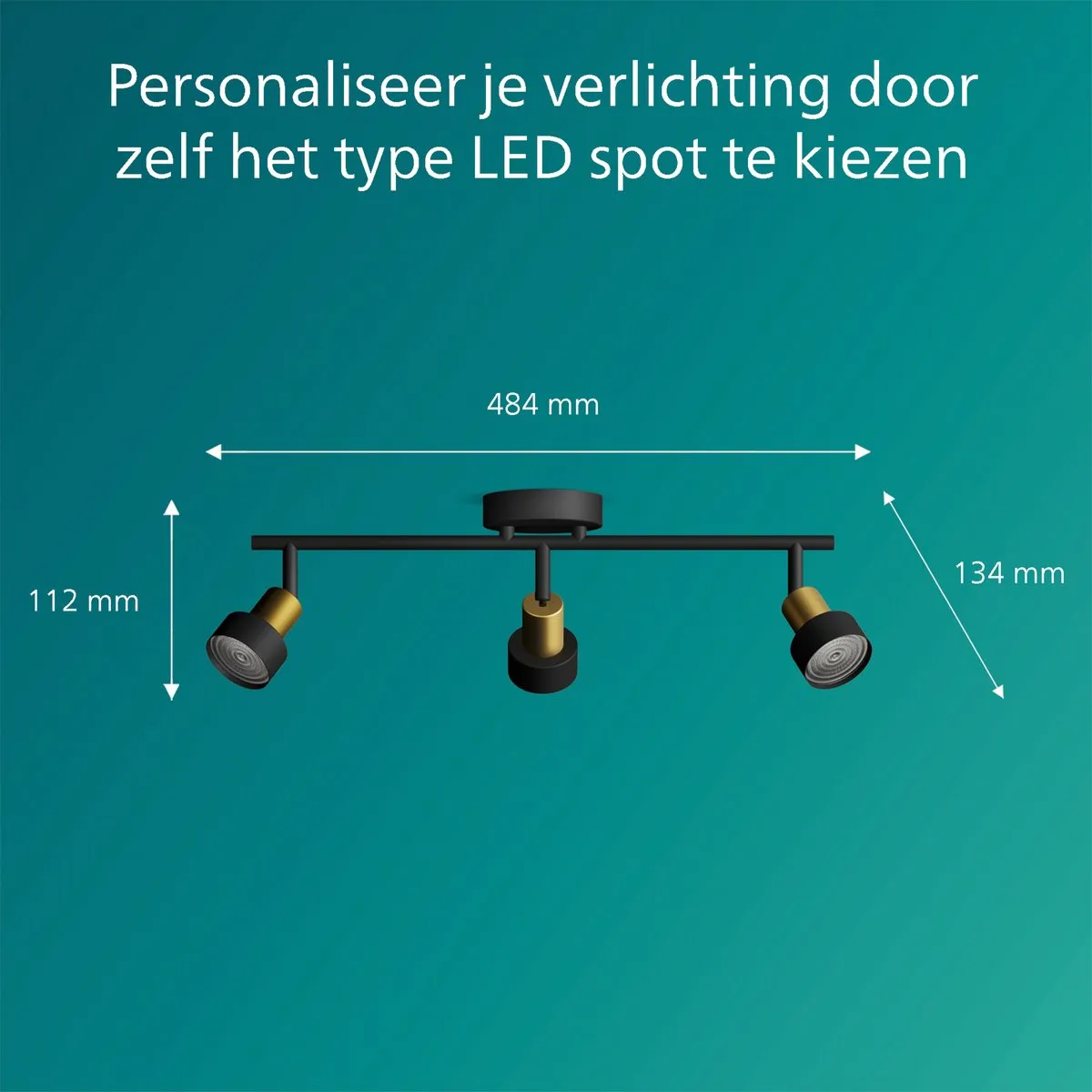 Philips Conduit Spot Plafondspot 3x5W - Zwart/messing