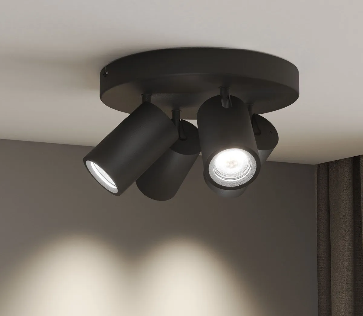 Ledvion LED Plafondspot 4x 4,9W 4000K Zwart - afbeelding 6 van 6