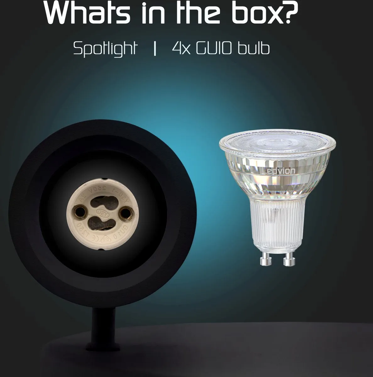 Ledvion LED Plafondspot 4x 4,9W 4000K Zwart