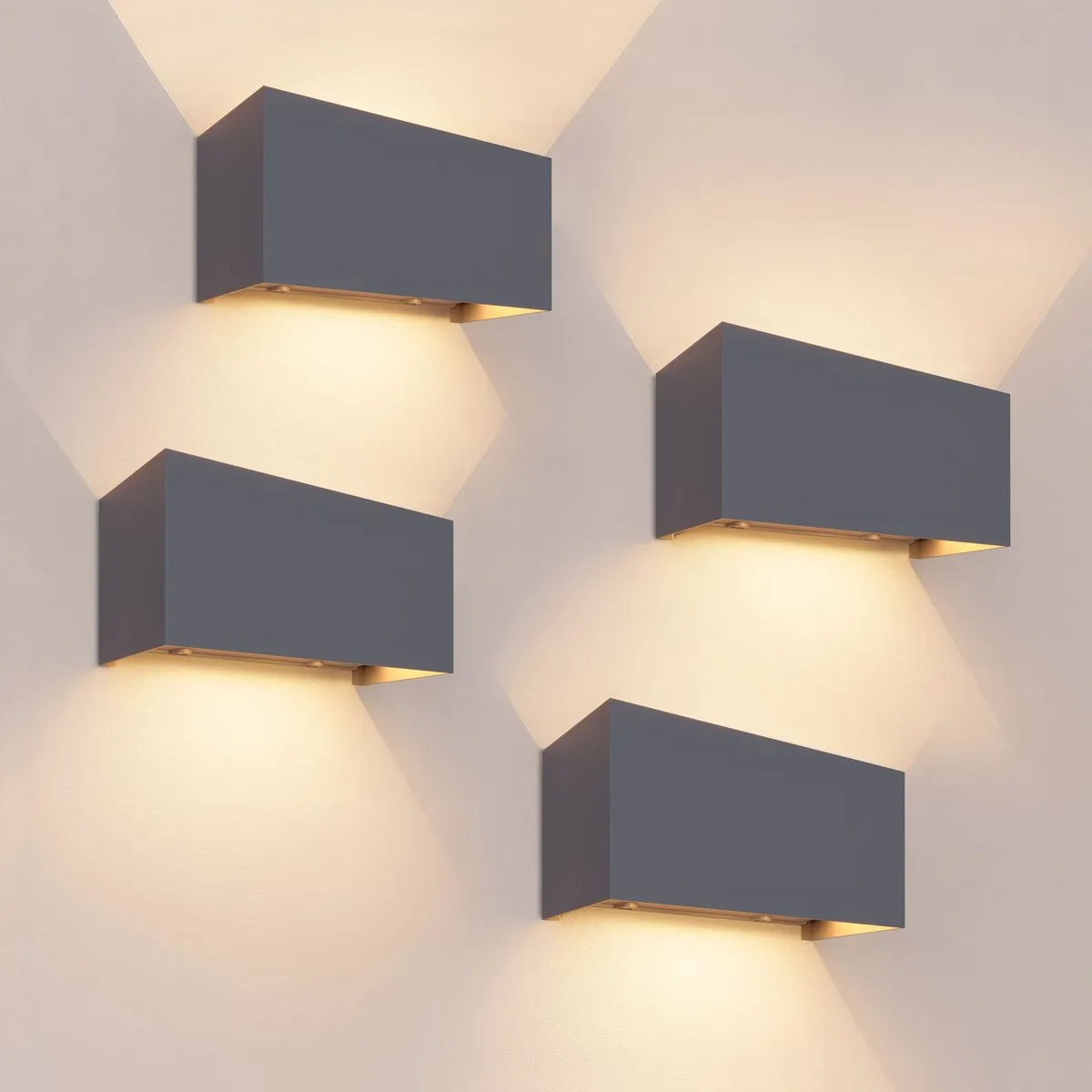 LEDVION 4x Wandlamp 9,5W 3000K IP54 Antraciet