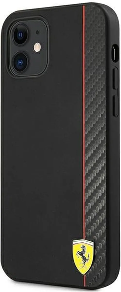 Ferrari Smooth Carbon iPhone 12 Mini Hoes - Zwart