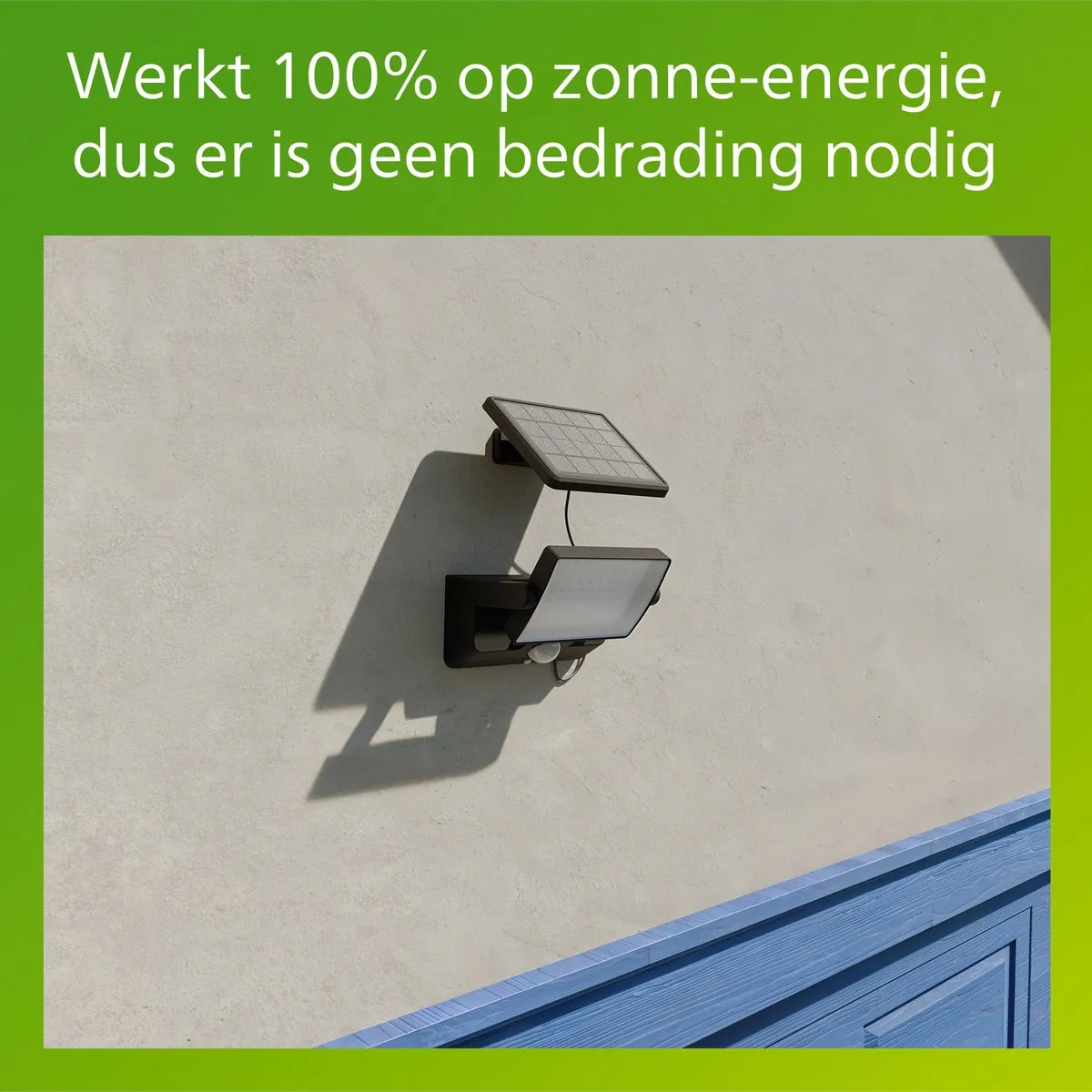Philips Fyns Solar Wandlamp Zwart - 8.2W 3000K