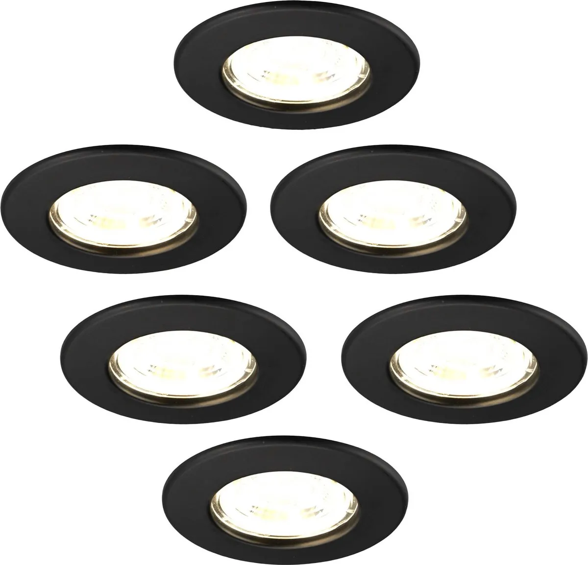 LEDVION 6x Inbouwspot 5W 2700K Ø84mm - Zwart