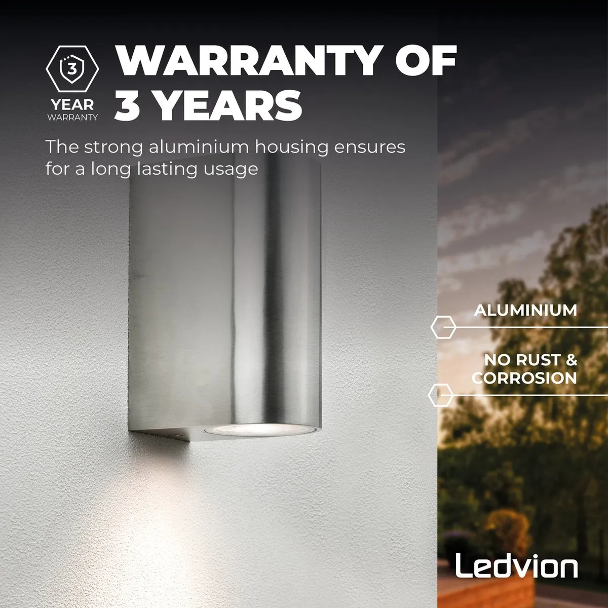 Ledvion Santa Barbara Wandlamp GU10 - 2 Stuks - RVS - IP54