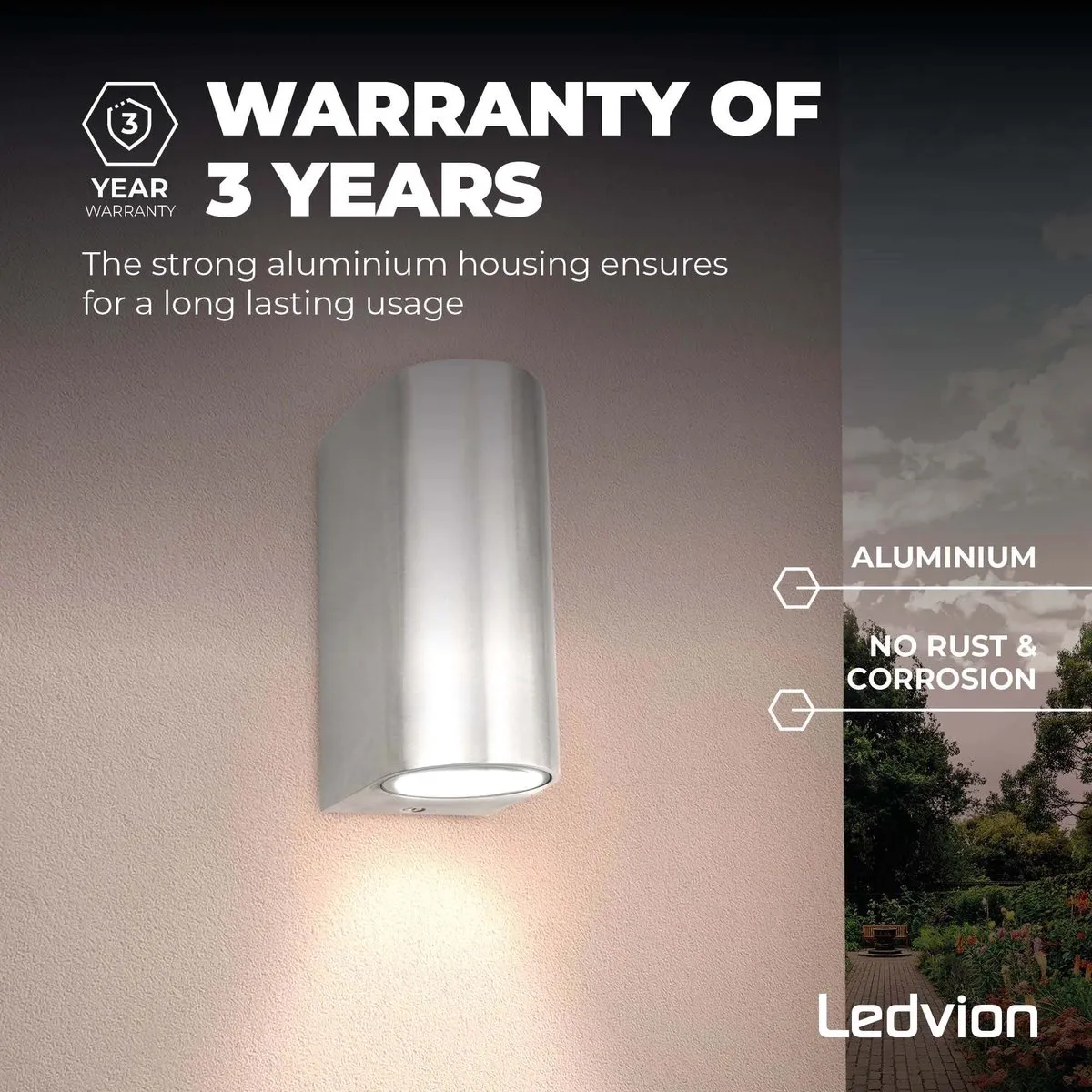 Ledvion Santa Barbara Wandlamp GU10 - 2 Stuks - RVS - IP54