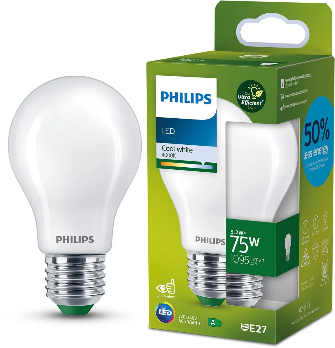 Philips UltraEfficient LED Lamp 5.2W E27