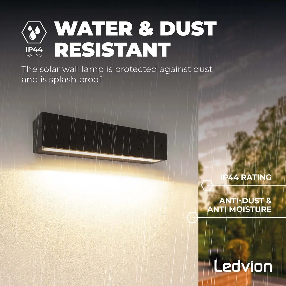 Ledvion LED Wandlamp 9W 900L IP44 - Zwart