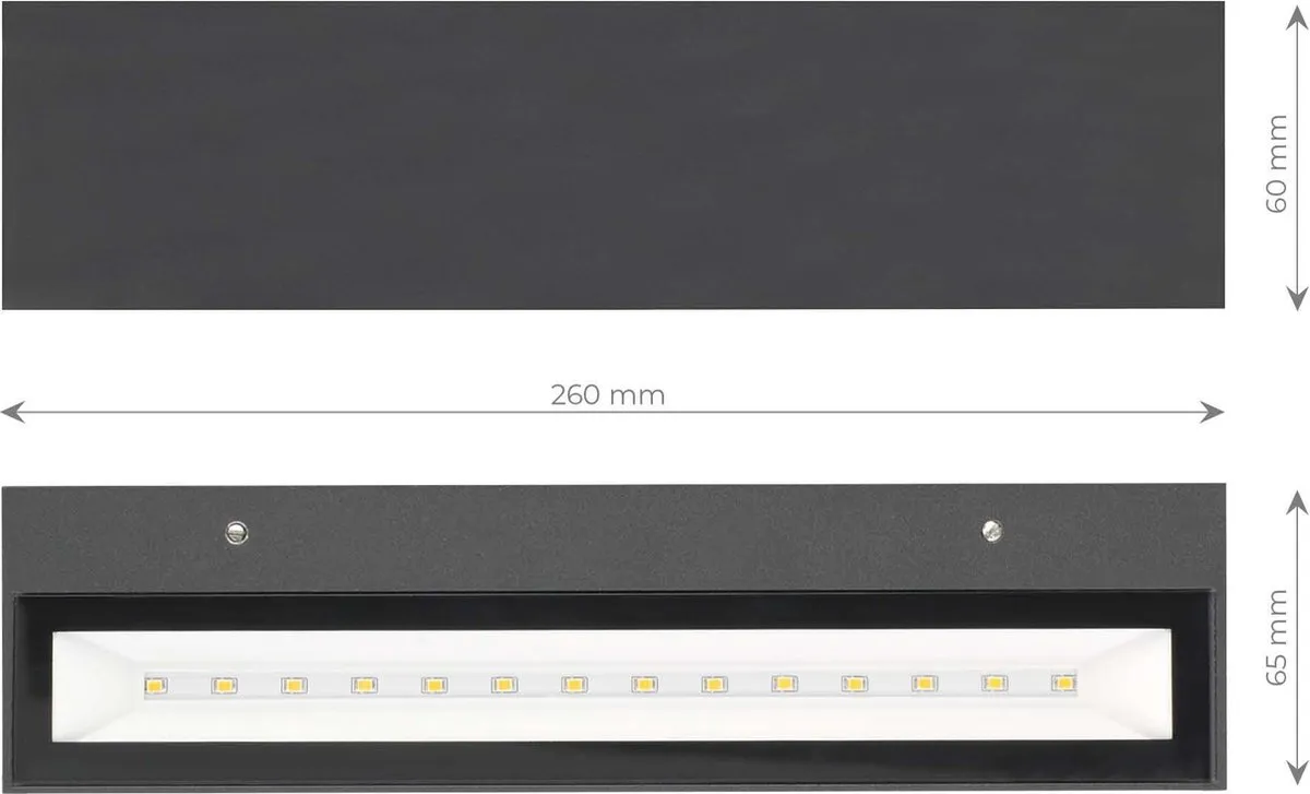 Ledvion LED Wandlamp 9W 900L IP44 - Zwart