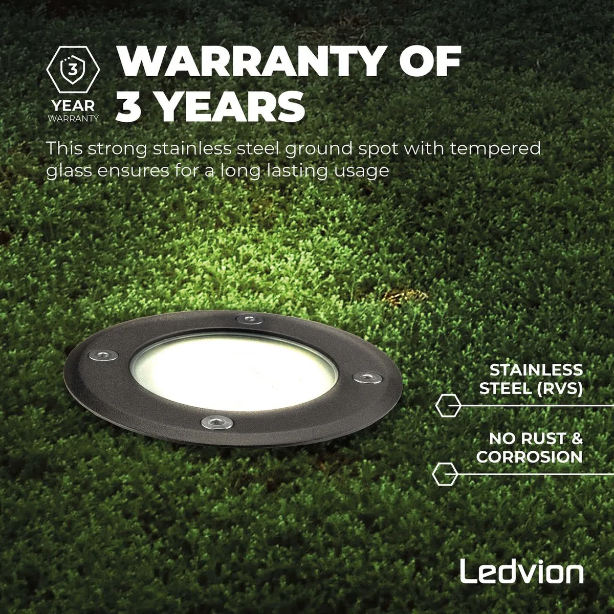 Ledvion 6x LED Grondspot Zwart 1M GU10 IP67