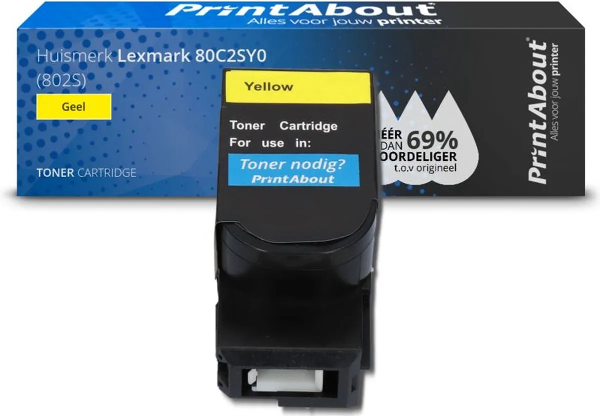 PrintAbout Huismerk 80C2SY0-PA Toner Geel - 2.200 pagina's