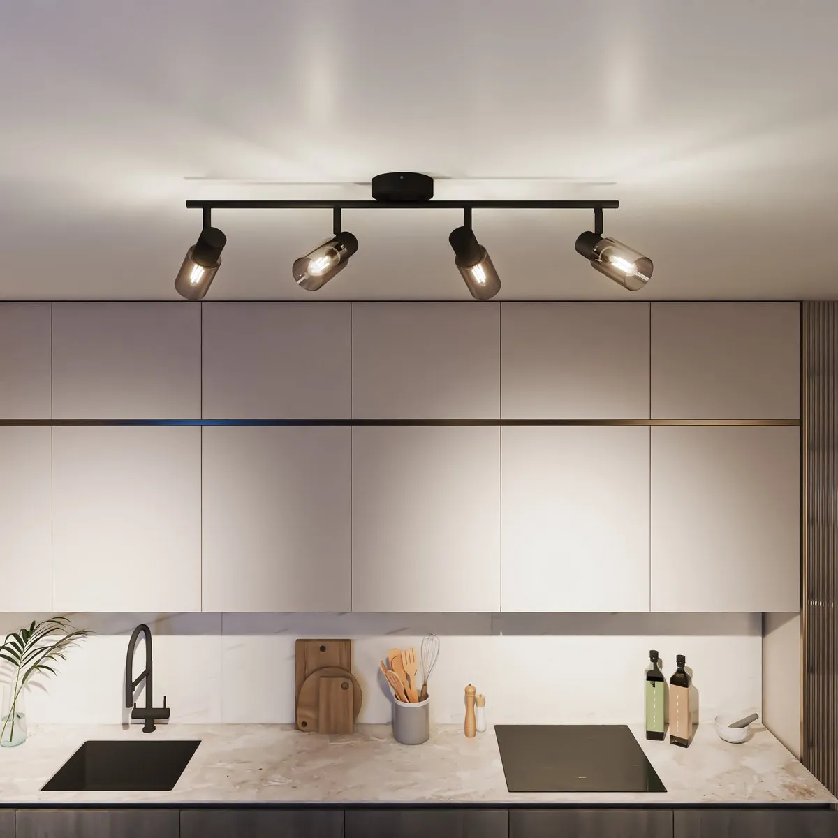 Philips Palms Opbouwspot Zwart - 4x E14 Warmwit 4,3W