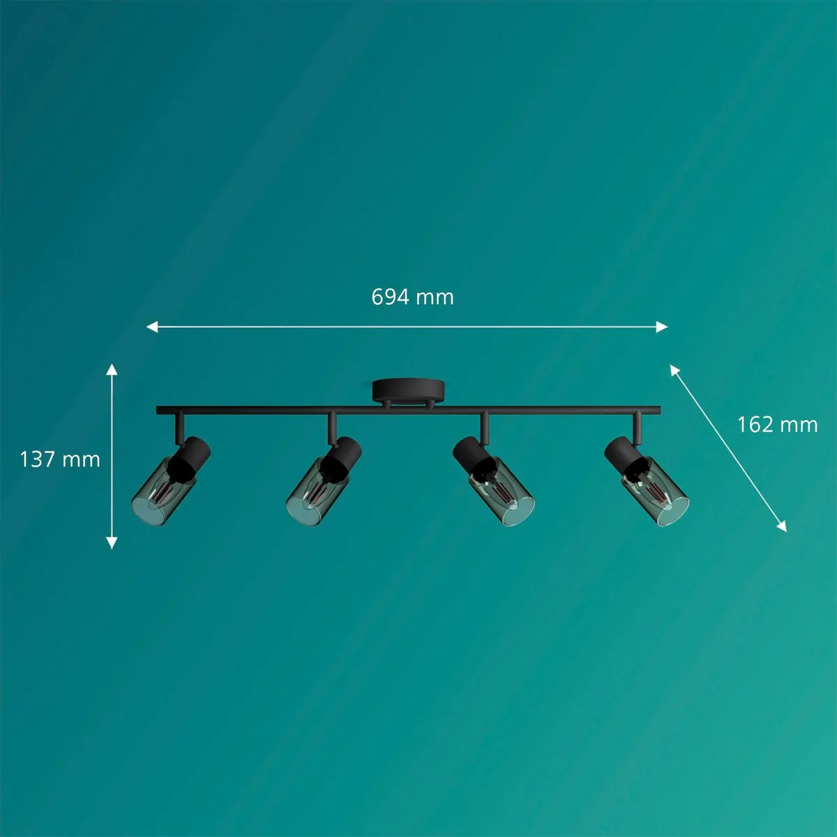 Philips Palms Opbouwspot Zwart - 4x E14 Warmwit 4,3W